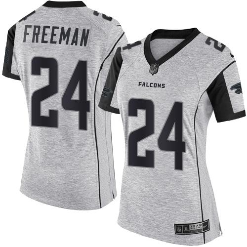 Nike Falcons #24 Devonta Freeman Gray Women's Stitched NFL Limited Gridiron Gray II Jersey